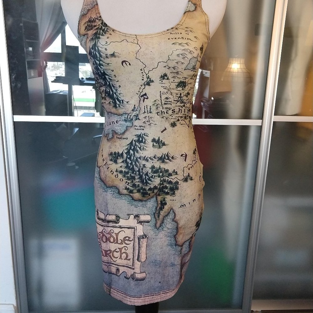 Lord of the Rings Middle Earth map mini dress